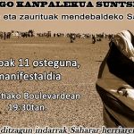 SAHARA LIBRE! Manifestazioa Donostian eta elkarretaratzea Bilbon