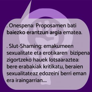 Testuan dauden onespena eta Slut-Shmaing kontzeptuen definizioa